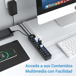 Foto 6 | Foto 6 | Hub Usb 3.0 Atolla De 10 Puertos Con Conmutadores Individuales Y Adaptador - Venta Internacional.