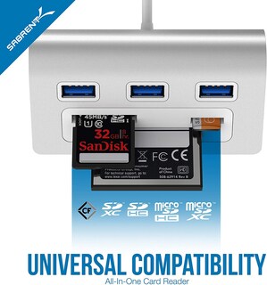 Foto 4 | Foto 4 | Hub Usb Sabrent Premium De Aluminio De 3 Puertos Con Lector De Tarjetas - Venta Internacional.