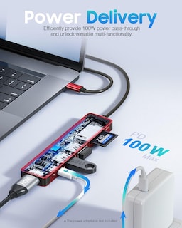 Foto 4 | Foto 4 | Hub Usb C Hiearcool 7 En 1 4k Hdmi Pd Dock Rojo - Venta Internacional.