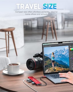Foto 7 | Foto 7 | Hub Usb C Hiearcool 7 En 1 4k Hdmi Pd Dock Rojo - Venta Internacional.