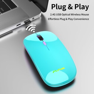 Foto 2 | Foto 2 | Ratón Inalámbrico Bluetooth Mmk Recargable De 2 4 G Usb Led Seafoam - Venta Internacional.