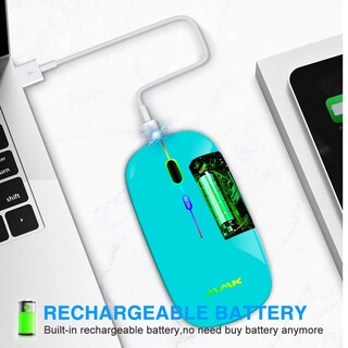 Foto 4 | Foto 4 | Ratón Inalámbrico Bluetooth Mmk Recargable De 2 4 G Usb Led Seafoam - Venta Internacional.