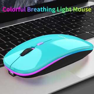 Foto 6 | Foto 6 | Ratón Inalámbrico Bluetooth Mmk Recargable De 2 4 G Usb Led Seafoam - Venta Internacional.