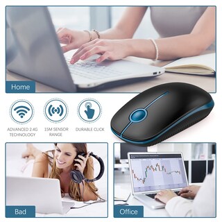Foto 6 | Foto 6 | Ratón Inalámbrico Vssoplor 2.4g Slim Portable Para Pc Negro/azul - Venta Internacional.