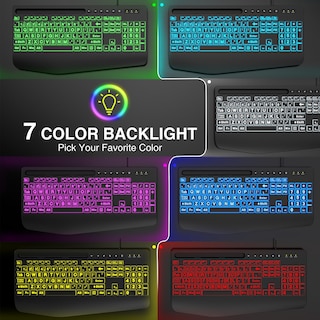 Foto 6 | Foto 6 | Teclados De Ordenador Sablute Letra Grande Retroiluminados Usb Con Cable - Venta Internacional.