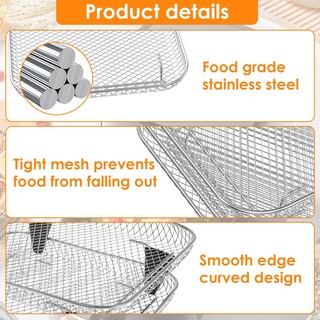 Foto 4 | Foto 4 | Estante Cuadrado Para Freidora De Aire De 8 Pulgadas 3 Capas Apilable Deshidratador Cesta Apilable De Acero Inoxidable Con