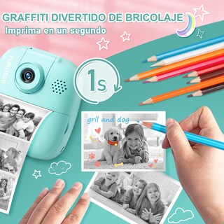 Foto 6 | Foto 6 | Fundeer Cámara Digital Para Niños Mini Cámara Para Niños Cámara Infantil Con Tarjeta Sd De 32 Gb Y 5 Rollos De Papel Térmico,p