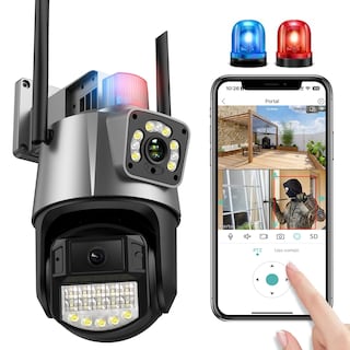 Foto 1 | Foto 1 | Reobiux Cámara De Seguridad Exterior 2k 4mp Cámara De Seguridad Wifi De Doble Lente Con Alarma Cámara De Seguridads Inalámbric
