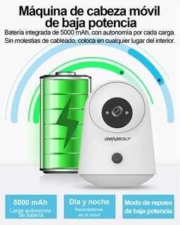 Foto 2 | Foto 2 | Genbolt 2k Camara Vigilancia Wifi Interior Sin Cable Con Batería 5000mah Pan/tilt Camara Vigilancia Bateria Detección De Pir