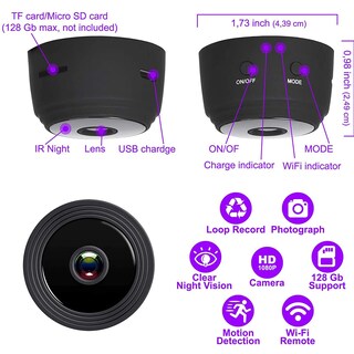 Foto 2 | Foto 2 | Cámara Inteligente Wifi Para El Hogar Mini Cámara Cámara Espía Hd 1080p Interior Cámara Para Mascotas Monitor Con Ios Detecc