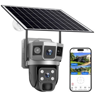 Foto 1 | Foto 1 | 3mp Camara De Seguridad Wi-fi Exterior Con Panel Solar 2 Lentes Que Giran 360° Visión Nocturna En Color Detección De Movimien