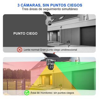 Foto 3 | Foto 3 | 3mp Camara De Seguridad Wi-fi Exterior Con Panel Solar 2 Lentes Que Giran 360° Visión Nocturna En Color Detección De Movimien