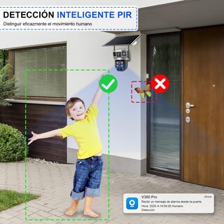 Foto 4 | Foto 4 | 3mp Camara De Seguridad Wi-fi Exterior Con Panel Solar 2 Lentes Que Giran 360° Visión Nocturna En Color Detección De Movimien