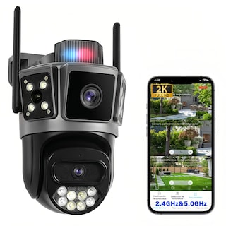 Foto 1 | Foto 1 | Aoso Cámara De Seguridad Exterior Sirenas De Altos Decibelios 2k 6mp Triple Lente Wifi 2.4g&5g Camara De Seguridad Con Visión N