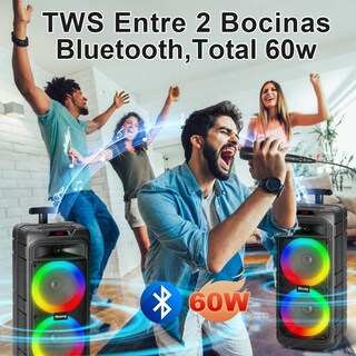Foto 6 | Foto 6 | Airamp Bocina Grande Bluetooth 59cm Subwoofer Con Micrófono Con Cable 30w Partybox 2600mah Para Exterior Bafle Amplificado Profe