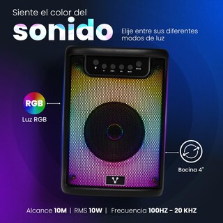 Foto 5 | Foto 5 | Vorago Ksp-205 Bocina Karaoke Bluetooth 5.3 10w Potencia Luces Rgb Tecnología Tws Usb/microsd/fm/aux Batería 4h Micrófono