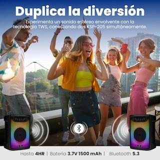 Foto 6 | Foto 6 | Vorago Ksp-205 Bocina Karaoke Bluetooth 5.3 10w Potencia Luces Rgb Tecnología Tws Usb/microsd/fm/aux Batería 4h Micrófono
