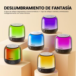 Foto 6 | Foto 6 | Philips Bocina Bluetooth Portátil Varias Luces Rgb Bluetooth 5.3 Altavoz Inalámbrico Sonido Estéreo Hd Bajos Profundos1200ma
