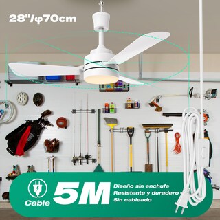 Foto 2 | Foto 2 | Ventilador De Techo Enchufable Con Gancho ventilador De Luz 35w 5m Cable De Luz diámetro 28in/70cm.con Mando A Distancia  Adecua