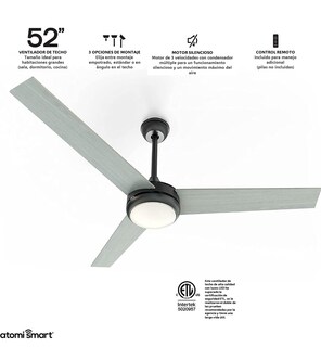 Foto 2 | Foto 2 | Atomi Samrt Atomi Smart Ventilador De Techo Wifi Motor Ultra Silencioso 3 Velocidades Y Luz Led Ajustable