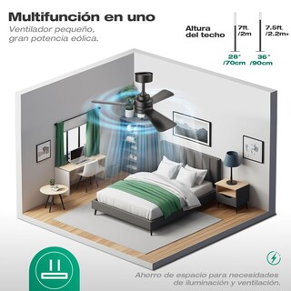 Foto 3 | Foto 3 | Ventilador De Techo Con Luz De 28inch/70cm ventiladores De Techo Con Luces Con Luz Y Control Remoto 6 Velocidades 3cct 35w regul