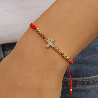 Foto 7 | Foto 7 | Set Mancini Pulseras Chapa De Oro 14k Corazón Y Cruz Dorada Y Roja.