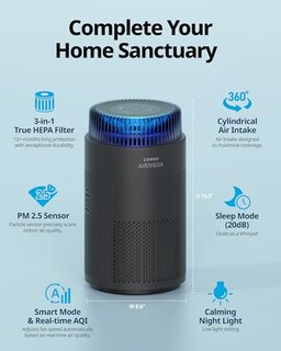 Foto 2 | Foto 2 | Coway Purificador De Aire Para Recámara Y Hogar De Hasta 810 Pies Filtro Hepa Verdadero Para Humo Alergias Caspa De Mascotas