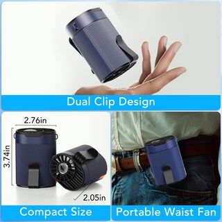 Foto 6 | Foto 6 | Ventilador De Cintura Recargable 3000mah  25h Autonomía  4 Velocidades + Ventilador Turbo Dual 6600 Rpm  Portátil Con Clip Para