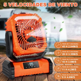 Foto 2 | Foto 2 | Spopal Ventilador Portátil Recargable Con Spray 20000mah 5 Velocidades Y Gancho 360° Luz Led Multifunción Temporizador Cont