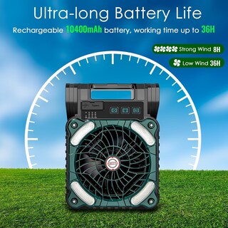 Foto 2 | Foto 2 | Ventilador De Camping|10400 Mah Ventilador Portátil Solar Y Usb Recargable|ventiladores De Escritorio Solar Con Linterna Led Tem