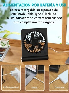 Foto 4 | Foto 4 | Ventilador De Escritorio Portátil  Ventilador Usb Pequeño Con Batería De 3 5 A 20 Horas Con Inclinación Ultra Silenciosa De 220°
