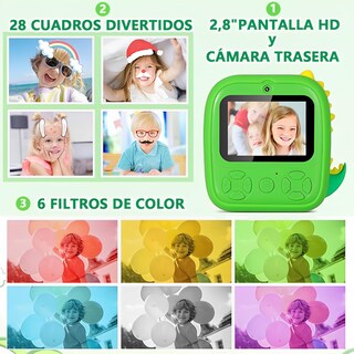 Foto 2 | Foto 2 | Yowndsn Cámara Digital Instantánea Para Niños 1080p Cámara Digital Niños Con 2 8'' Grande Pantalla Hd Doble Camara Flash Tar
