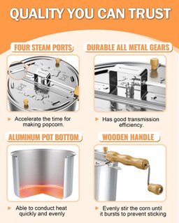 Foto 4 | Foto 4 | Cook N Home 02626 6 Quart Aluminium Stovetop Popcorn Popper Silver