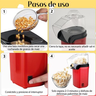 Foto 6 | Foto 6 | Mblnbvn Maquina De Palomitas De Maiz Con Tapa Medidora máquina Palomitero De Aire Caliente Automática Incluye 30 Bolsas Para Pal