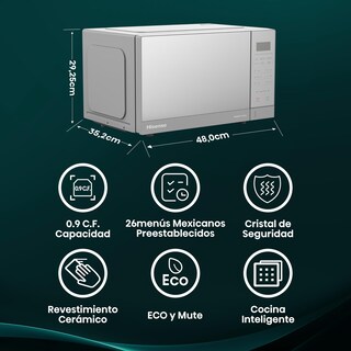 Foto 2 | Foto 2 | Hisense 0.9 C.f. Microondas 26menús Mexicanos Preestablecidos Cristal De Seguridad Revestimiento Cerámico Eco Y Mute Cocina