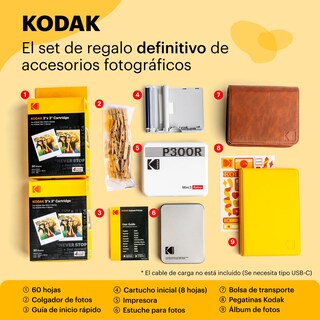 Foto 3 | Foto 3 | Kodak Mini 3 Retro 4pass Impresora De Fotos Portátil (7 6x7 6cm) + Pack De Regalo Con 68 Hojas Blanco