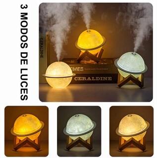 Foto 3 | Foto 3 | Ingequis Humidificador Forma Planeta Con 2 Modos De Humidificación Silenciosa  Difusor Led De Aromaterapia  Lámpara Nocturna Lun