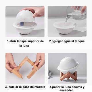 Foto 6 | Foto 6 | Ingequis Humidificador Forma Planeta Con 2 Modos De Humidificación Silenciosa  Difusor Led De Aromaterapia  Lámpara Nocturna Lun