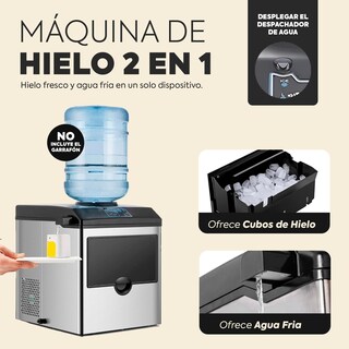 Foto 2 | Foto 2 | Mastery Brand Maquina De Hielo Y Dispensador De Agua Para Garrafon 2 En 1 Producción De 25kg Por Dia  Ice Maker De Acero Inoxida