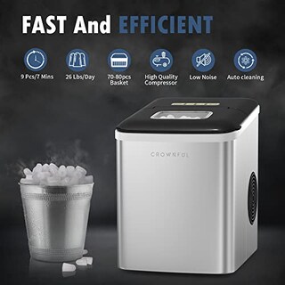 Foto 2 | Foto 2 | Crownful Máquina Para Hacer Hielo Para Encimera 9 Cubitos De Hielo Listos En 7 Minutos Cubos De Hielo Bala De 26 Libras En 24