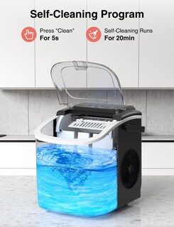 Foto 4 | Foto 4 | Crownful Ice Maker Countertop With Handle Self-cleaning Ice Maker With Scoop And Basket 26lbs/24h 9 Cubes In 6 Mins portable Sm