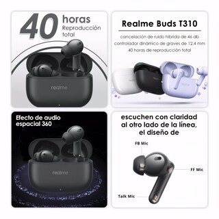Foto 5 | Foto 5 | Realme Buds T310 Bluetooth Con Cancelación De Ruido (black)