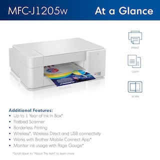 Foto 2 | Foto 2 | Brother Mfc-j1205w Inkvestment - Impresora Inalámbrica Multifunción De Inyección De Tinta A Color Con Hasta 1 Año En Caja Funci