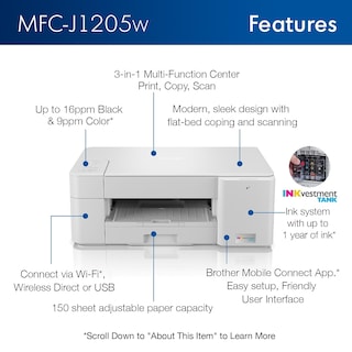 Foto 3 | Foto 3 | Brother Mfc-j1205w Inkvestment - Impresora Inalámbrica Multifunción De Inyección De Tinta A Color Con Hasta 1 Año En Caja Funci