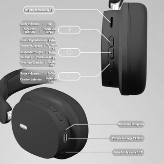 Foto 4 | Foto 4 | Natsux Audífonos Inalámbricos Diadema Plegables Bluetooth 5.3 aislamiento De Ruido Externo cable Auxiliar 3.5mm Para Conexión Al