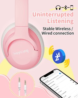 Foto 6 | Foto 6 | Heysong Audífonos Para Niños Inalámbricos Bluetooth5.3 Diadema Plegables Cancelación De Ruido Activa Con Cable De 3 5 Mm Volu