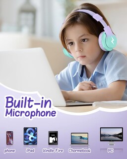 Foto 6 | Foto 6 | Xuuly Audífonos Inalámbricos Para Niños Bluetooth 5.3 45 Horas Micrófono Conexión Dual Control De Volumen Seguro Compatible