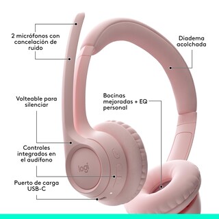 Foto 6 | Foto 6 | Logitech Zone 300 Auriculares Con Micrófono Bluetooth Inalámbricos Con Cancelación De Ruido Compatibles Con Windows Mac Chro