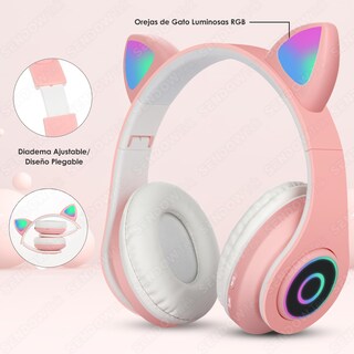 Foto 3 | Foto 3 | Sendowtek Auriculares Inalámbricos Con Orejas De Gato - Bluetooth 5.0 Micrófono Plegables Led Over-ear Hi-fi Para Juego/mús