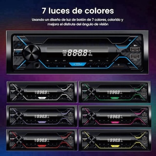 Foto 4 | Foto 4 | Auto Estereo Bluetooth Mp3 Radio Reproductor Música De Coche Manos Libres Fm Sd Aux Usb Luz Multicolores